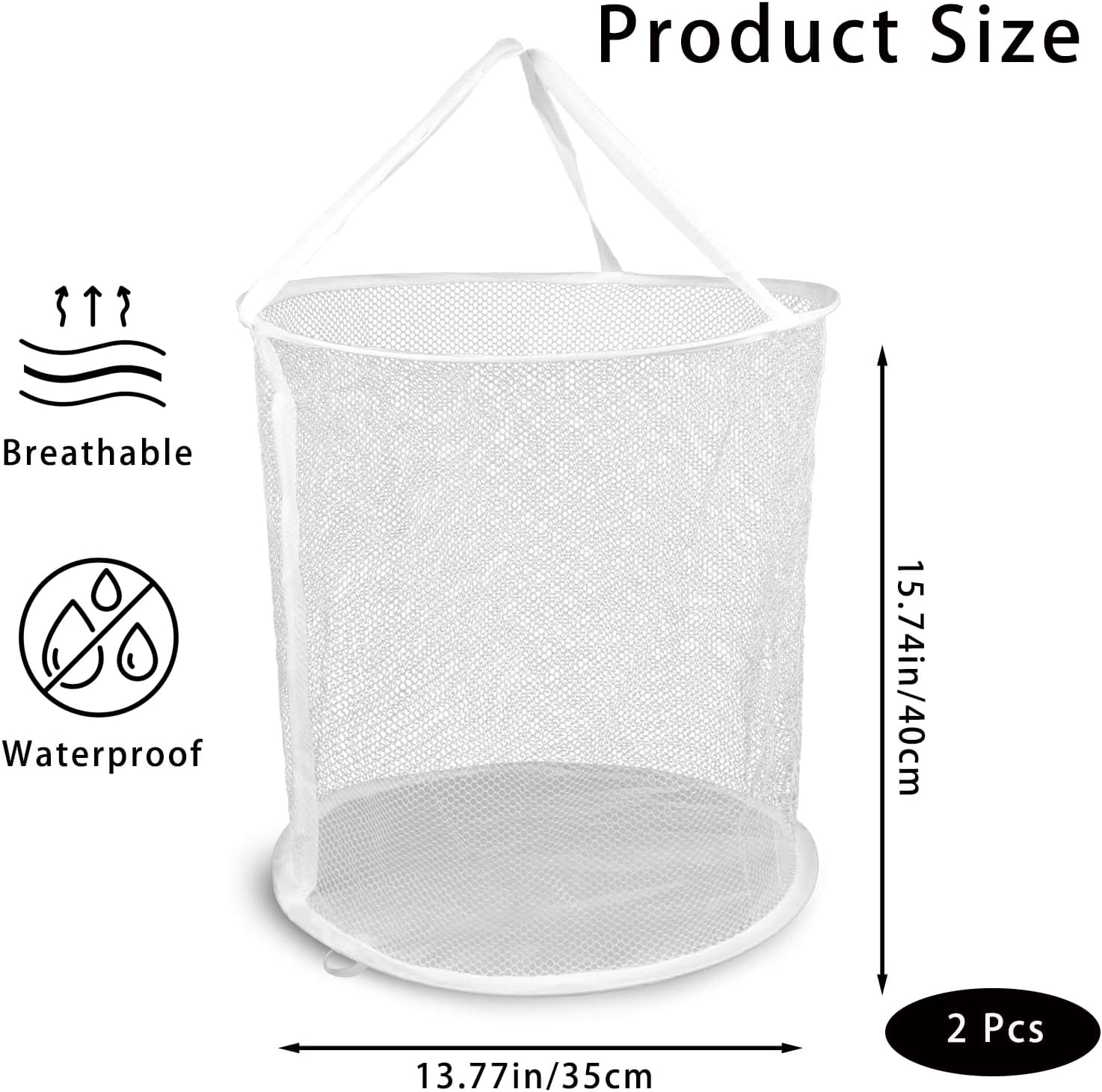 Foldable Laundry Basket with Handles, 2 Count