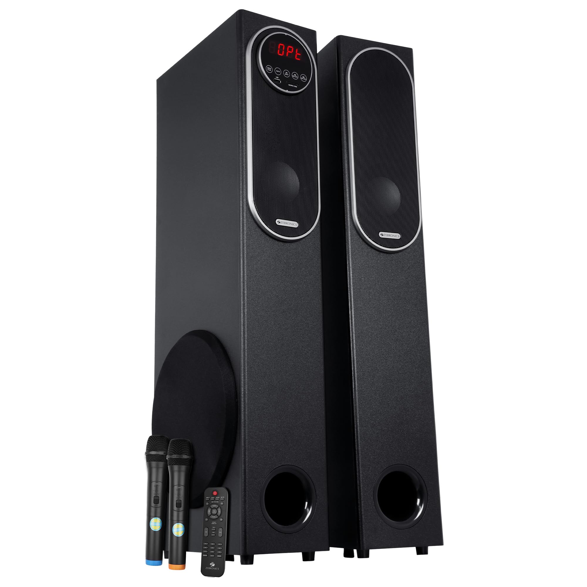 ZEBRONICS BTM9801RUCF 2.0 Tower Speaker, 120 Watts, Touch Control, HDMI ARC, Coaxial in, Supports Bluetooth, AUX, USB, SD, Karaoke, Dual Wireless Mic, Powerful Bass-image-40