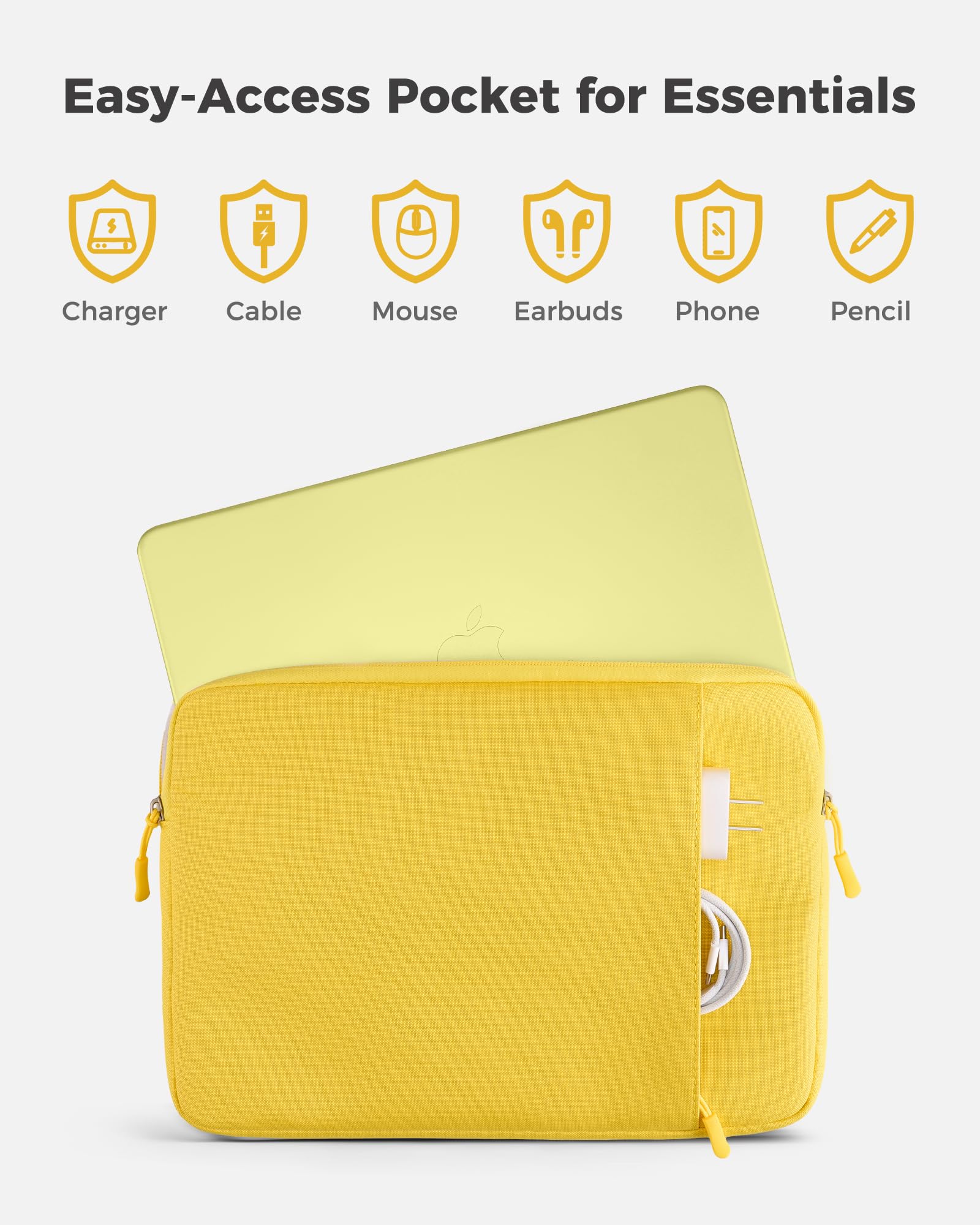 ProCase Housse MacBook Neo 13" 2026 A3404 Pochette Ordinateur Fine Légère Imperméable Jaune agrume