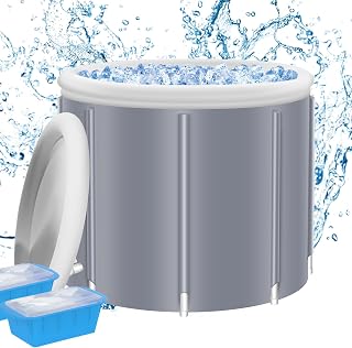 Ice Bath Tub for Athletes Recovery – Cold Plunge Tub, Multi-Layer Insulated Ice Bath for Cold Therapy, Portable & Durable for Home, Gym, Indoor & Outdoor Use (Cold Plunge Tub- Gray White 90 * 75)