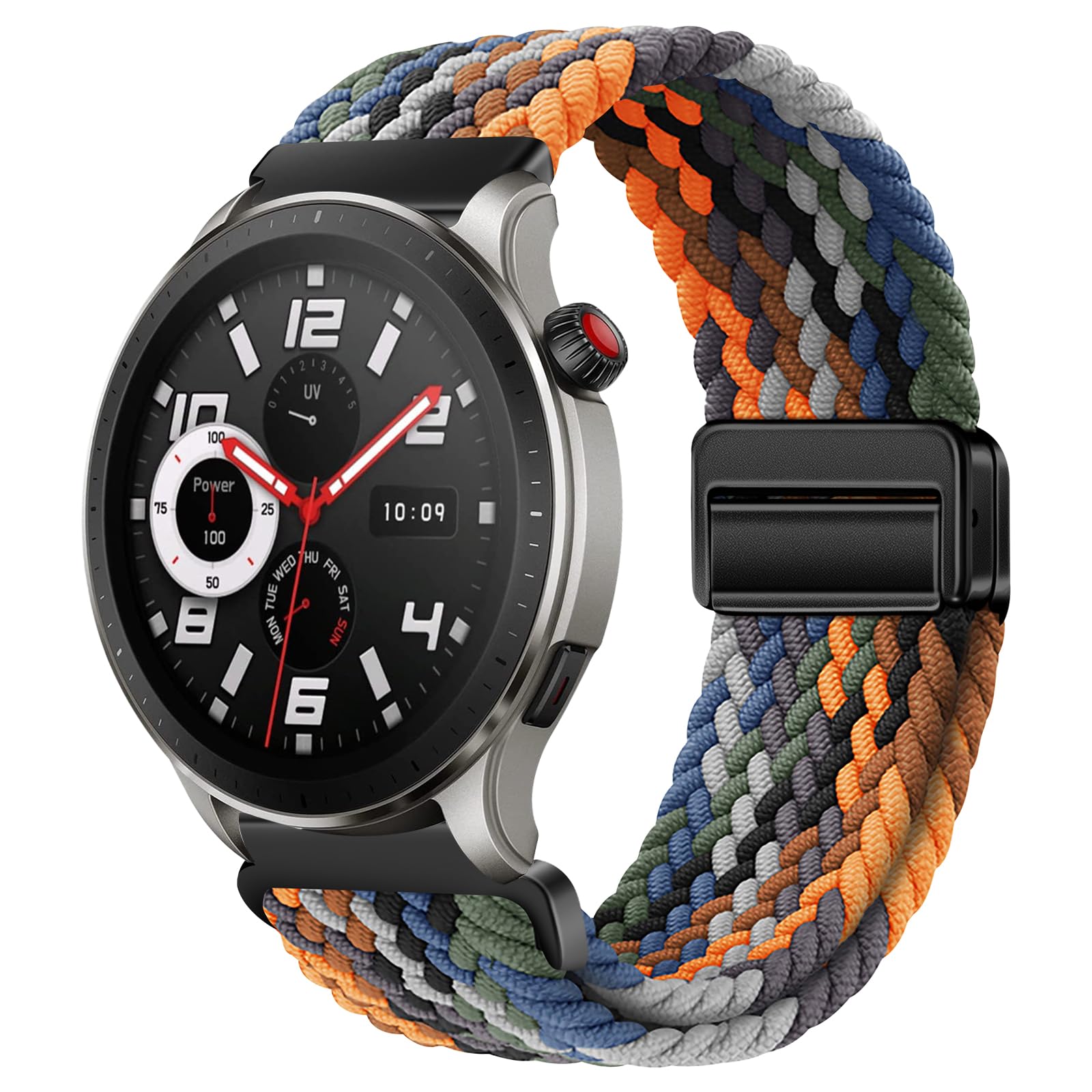 Correa para Amazfit GTR 4/ GTR 3/ GTR 2/ GTR 47mm, 22mm Doble Magnética Ajustable Suave Nylon Tela Repuesto Correa para Amazfit GTR 4 Pro/GTR 3 Pro/GTR 2e