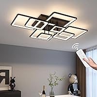Vista 10 de Lámparas de techo LED modernas para dormitorio, regulables, 6 anillos, lámparas de techo cuadradas modernas para sala de estar con control remoto