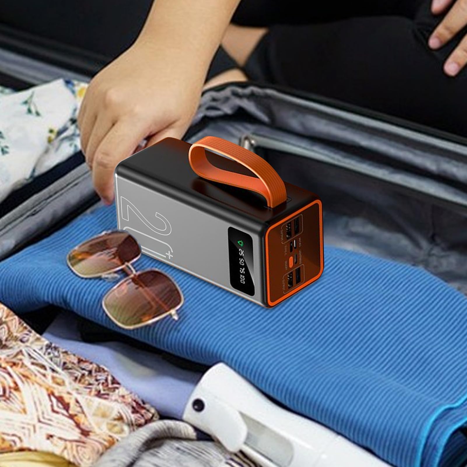 Power Bank Portatile a Energia Solare - Power Bank per Telefono e Dispositivi Elettronici,Batteria Esterna Compatta con Alta Autonomia per Escursionismo e Campeggio all'Aperto