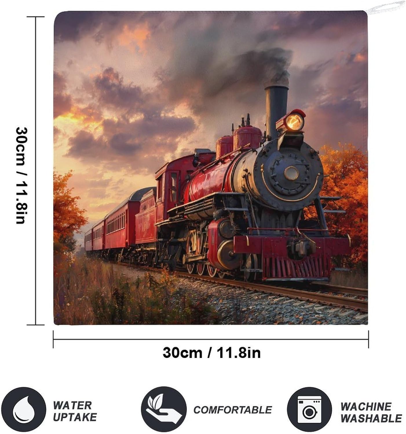 Fall Old Engine Train Hand Towels for Bathroom Handkerchief | Absorbent,with Hanging Loop,Kitchen Towels,for Home Hotel,Soft