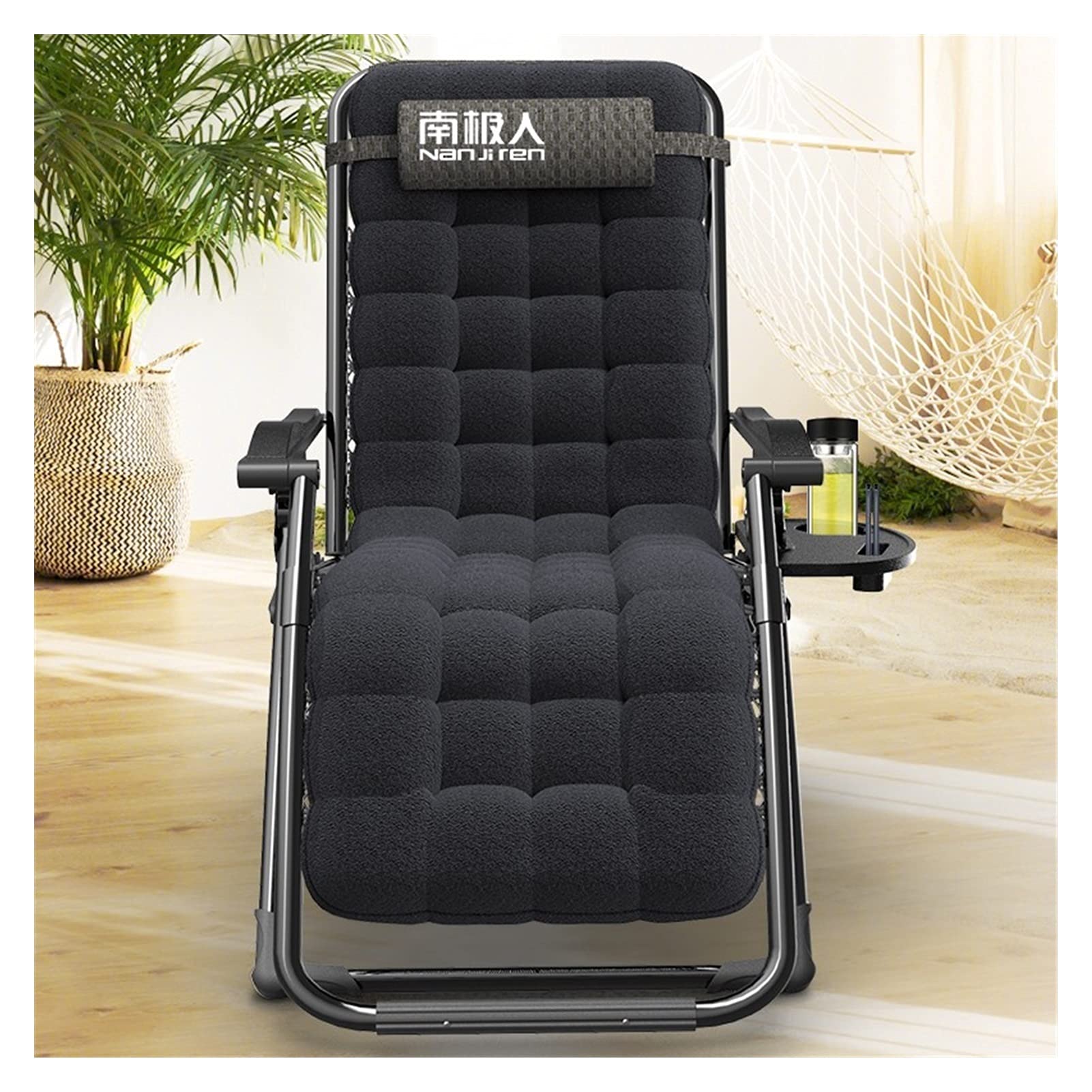 Zero Gravity Sonnenliege, Gartenliegen und Liegestühle mit Kissen, klappbarer, Verstellbarer Stuhl für Strand, Pool, Terrasse, Garten, Camping, 100 kg/220 lbs max. c322 (Farbe: mit Kissen)