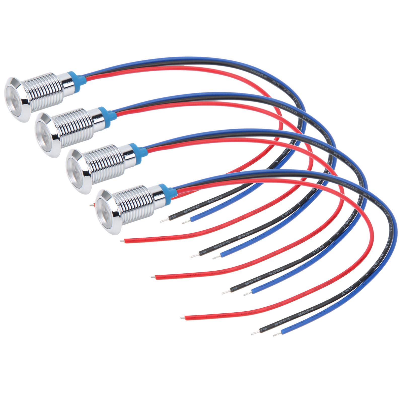 Lot De 5 Voyants Lumineux De Diode Électroluminescente Pré-Câblée De 8 Mm, Montage Sur Panneau Lot De 5 Voyants Lumineux De Diode Électroluminescente Pré-Câblée De 8 Mm, Montage Sur Panneau