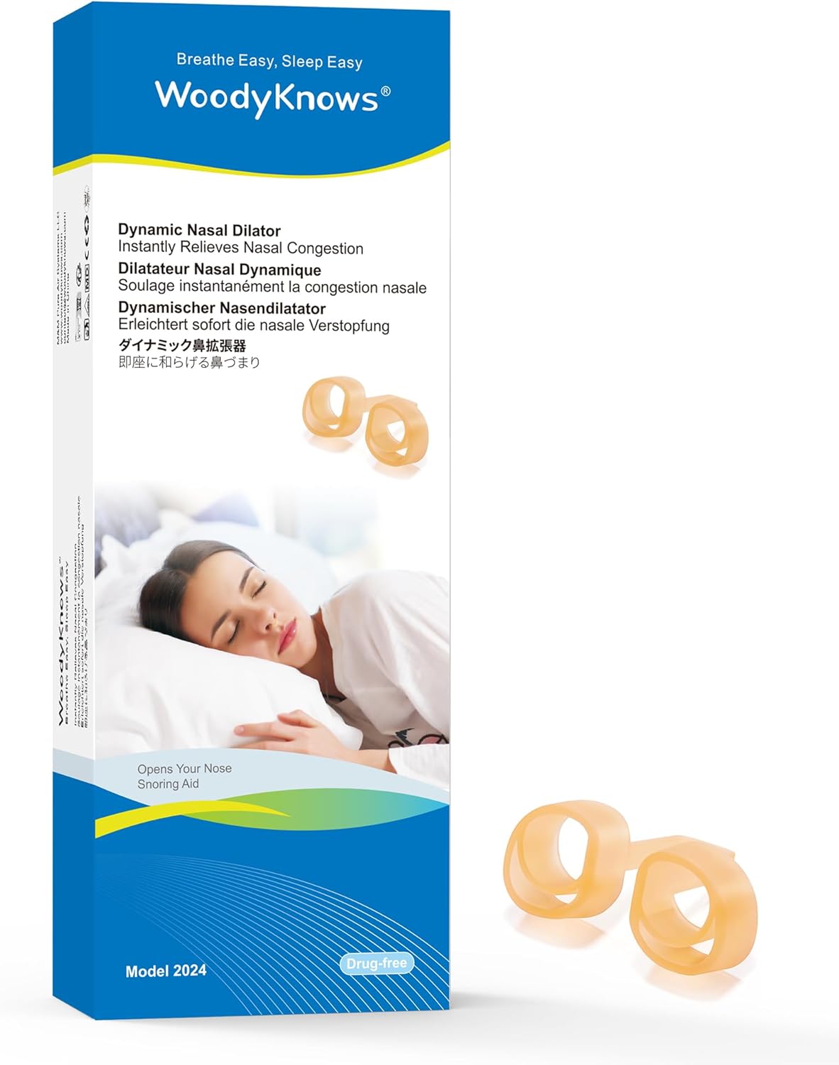 WoodyKnows Dynamic Nasal Dilator, Model 2024 Standard, Improves Sleep and Sports Airflow, Nasal Congestion and Nose-Related snoring aid (M 3Pack)