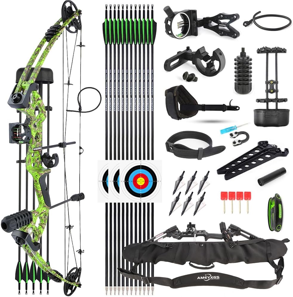 Archery Compound Bow Kit 30-55lbs Adjustable Adult Hunting Compound Bow and Arrows Set with All Accessories for Outdoor Shooting Right/Left Hand Avaliable