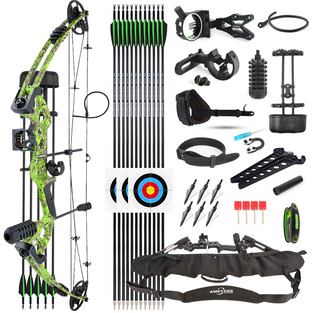 Archery Compound Bow Kit 30-55lbs Adjustable Adult Hunting Compound Bow and Arrows Set with All Accessories for Outdoor Shooting Right/Left Hand Avaliable
