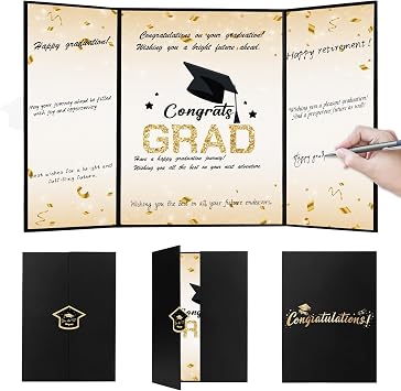 Graduation Guest Book 2026 Black Gold Graduation Decorations Class of 2026 Graduation Signature Book Board Graduation Book to Sign Grad Party Guest Book High School College Graduation Gift for Her Him