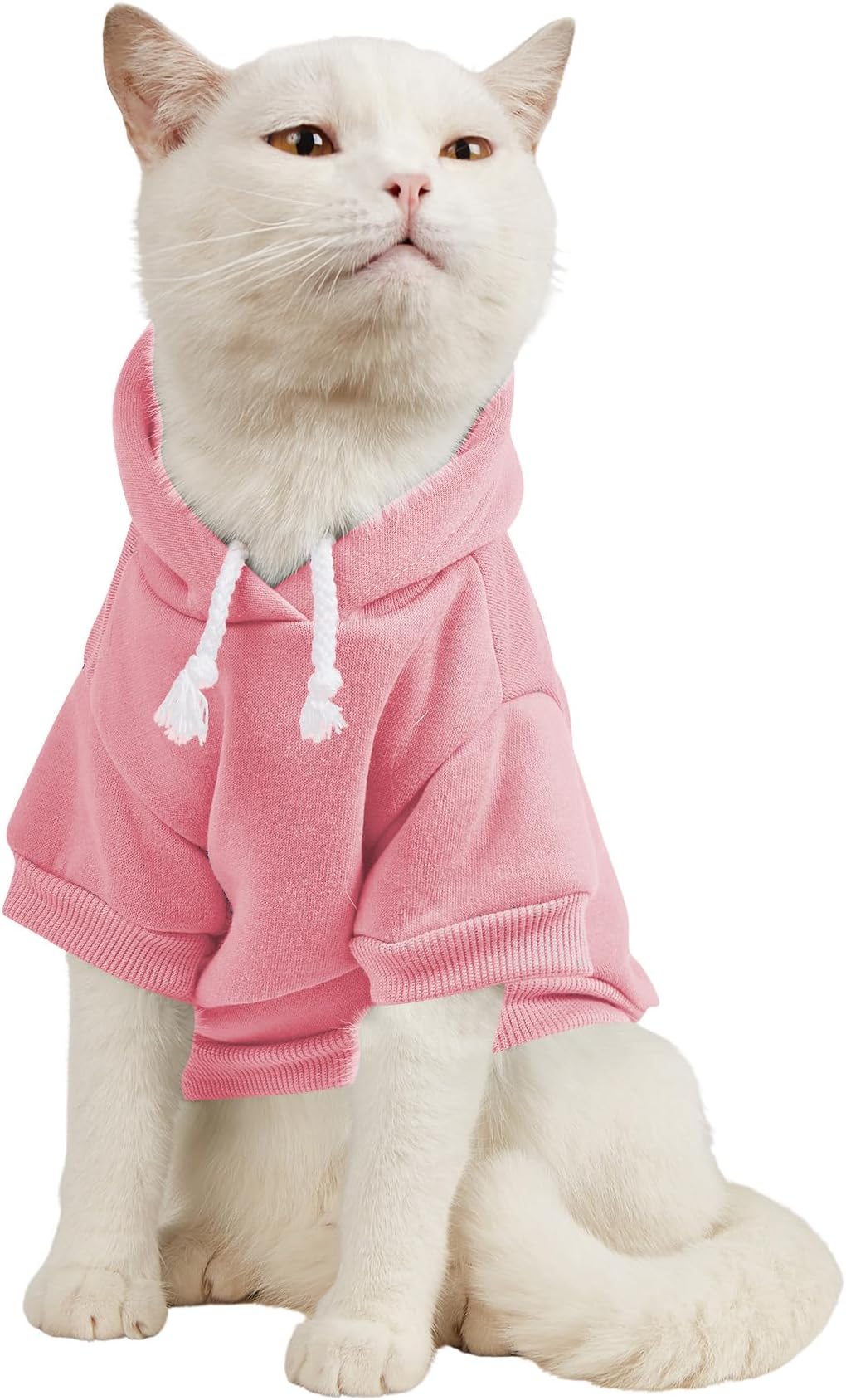 QWINEE Basic Dog Hoodie, Dog Warm Jacket, Cat Apparel, Dog Shirt, Light Pink Medium