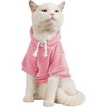 QWINEE Basic Dog Hoodie Sweatshirt Puppy Sweater Warm Cat Costumes Pet Clothes for Chihuahua Puppy Kitten Small Medium Dogs Light Pink Medium