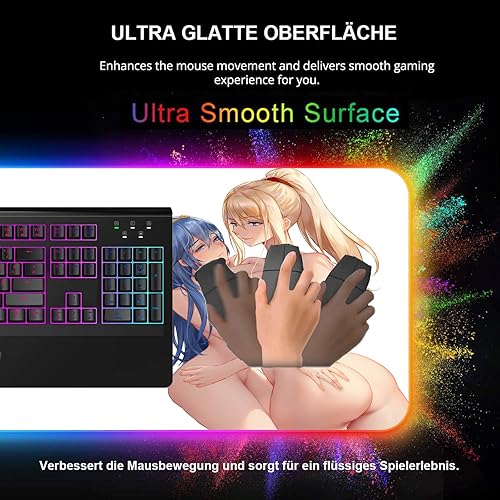 Miniatura 5 de Mouse Pads Sexy Anime Girl Gaming RGB Large Gamer Computer Mousepad Led Backlight XXL Mause Pad Keyboard Desk Mat Computer 31.49 inch x12 inch- A6