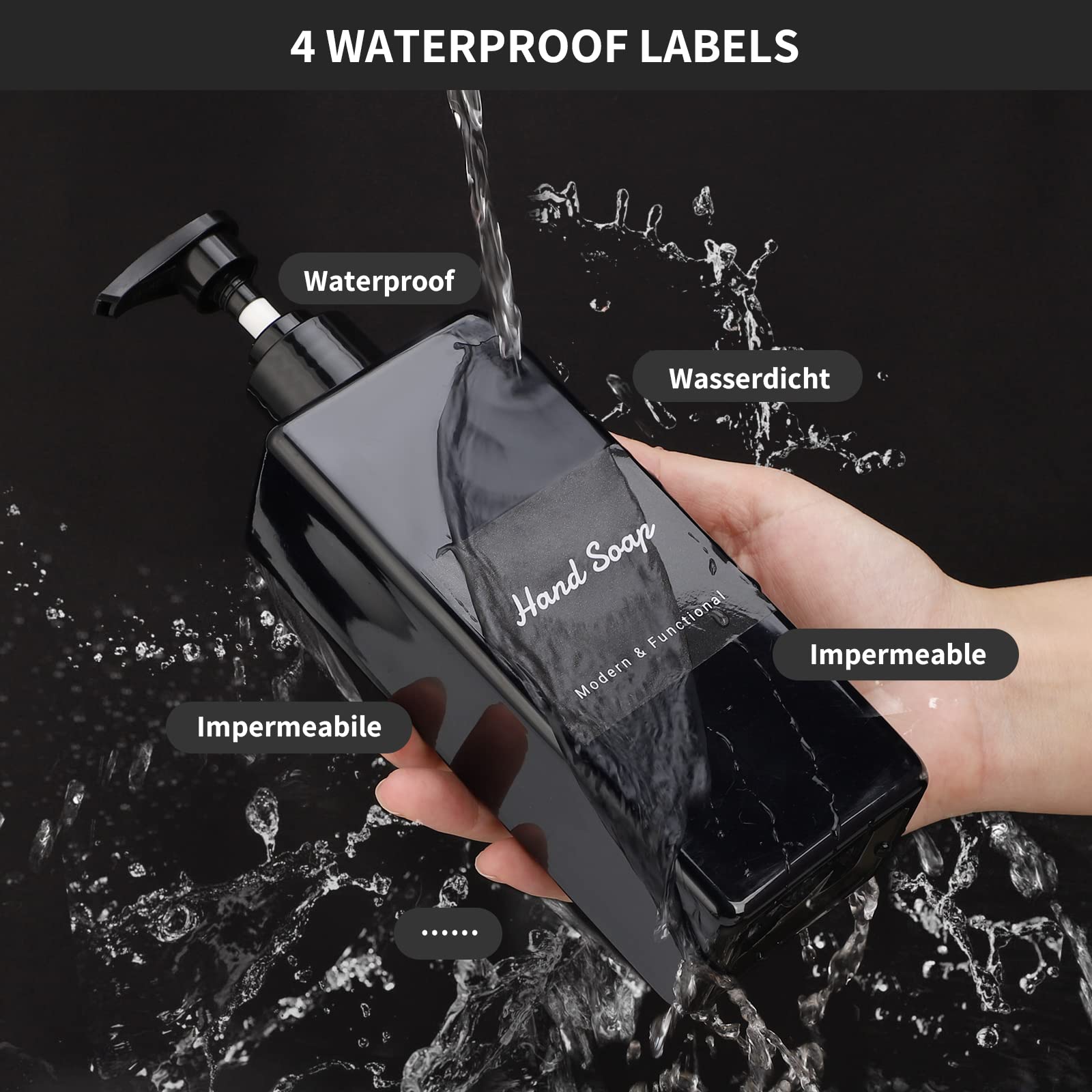 Segus Distributeur Savon, 100ml 3 Pièces Distributeur Gel Douche, Flacon Pompe Vide, Soap Dispenser Avec Étiquette, Distributeur Savon Salle De Bain