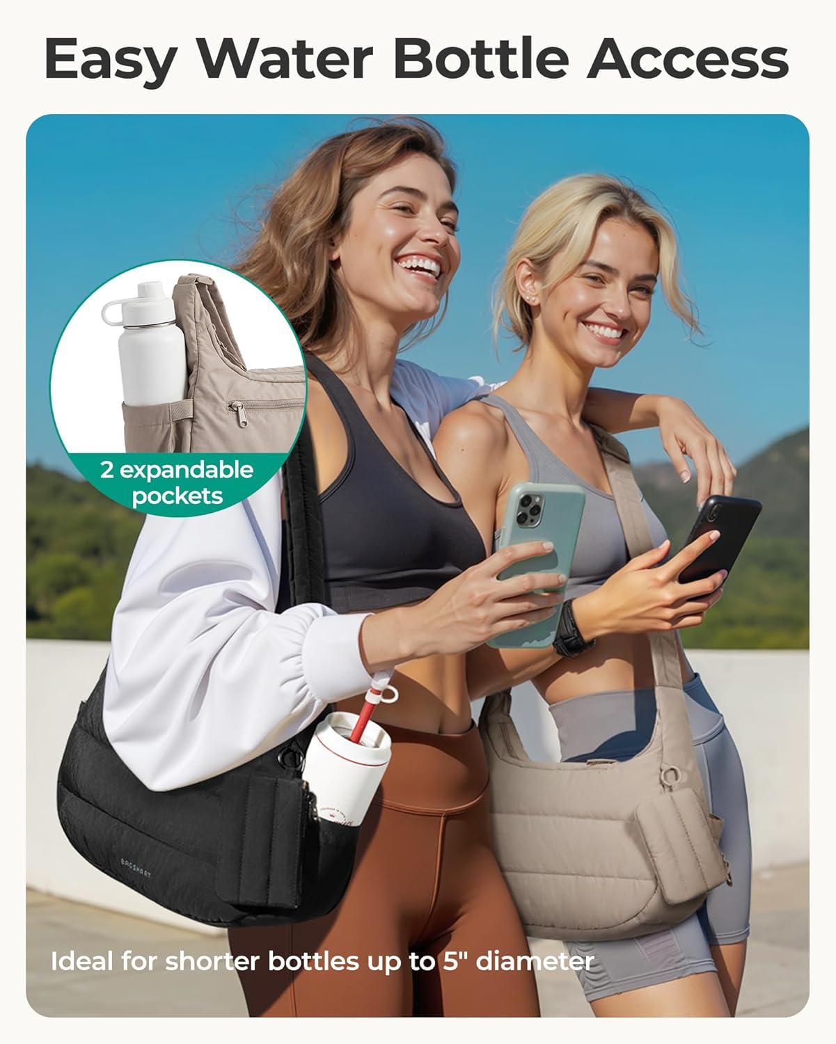 BAGSMART Crossbody Purses for Women with Adjustable Strap, Small Puffer Hobo Bags, Compact Fluffy Shoulder Handbags Pouch