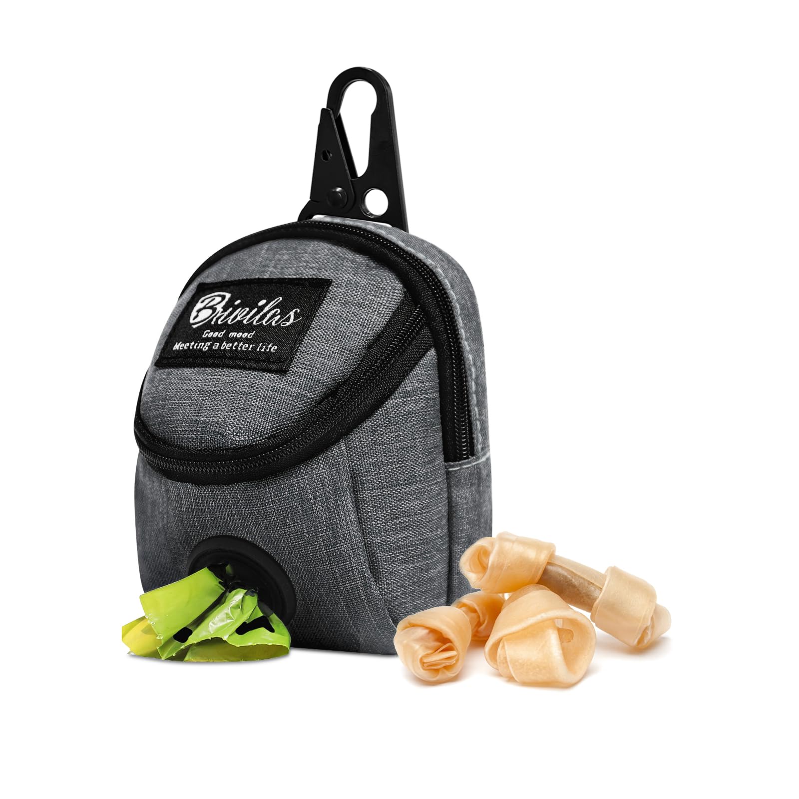 MultiValue Dog Walking Bag, Multifunctional Dog Training Treat Pouch Bag Oxford Cloth Waterproof Dog Food Treat Bag with Built-in Poop Bag Dispenser for Travel Outdoor Training (Gray, A)