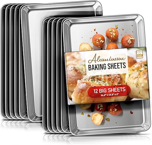 Miniatura 21 de Eatex Aluminum Baking Sheet Set, 2 Pack Cookie Sheet Set, 10" x 15" Jelly Roll Baking Pan Set, Cookie Sheets for Baking Nonstick, Quality Baking