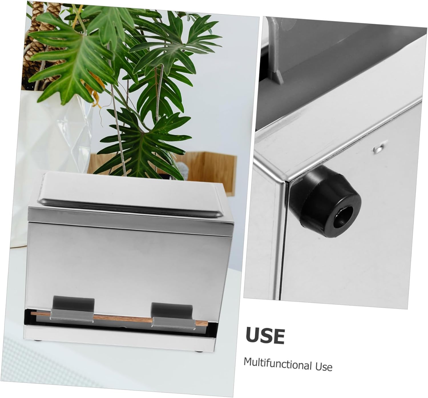 Multifunctional Straw and Chopstick Holder Easy Press Mechanism Stainless Steel Storage Box for Restaurant