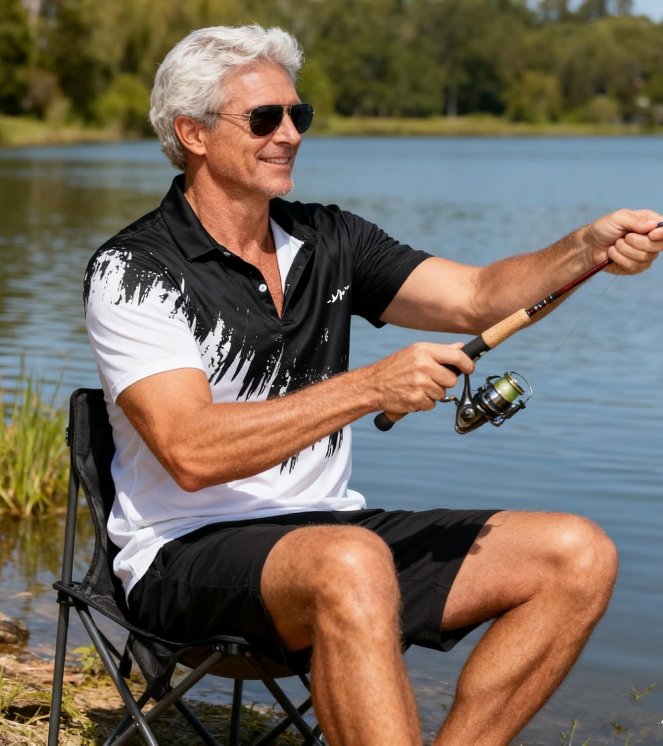 uideazone Mens Golf Shirt Dry Fit Athletic Polo Shirts Moisture Wicking Performance 3D Print Short Sleeve - Image 5