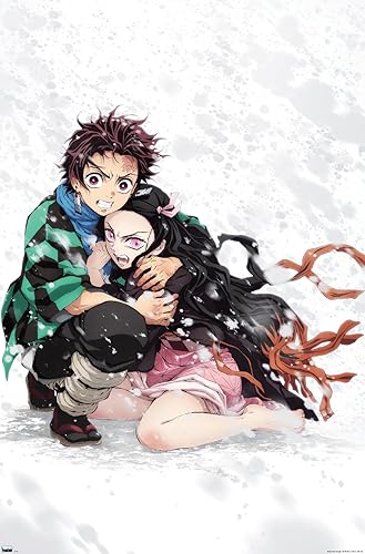 Trends International Demon Slayer - Póster de pared de nieve Tanjiro & Nezuko, 22.375 x 34 pulgadas, versión sin marco
