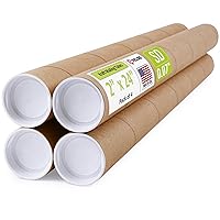 Vista 23 de Tubos de correo de papel kraft reforzado de 3 x 24 pulgadas, paquete de 4 tubos con 2 tapas cada uno, tubo de cartón fabricado en Estados Unidos