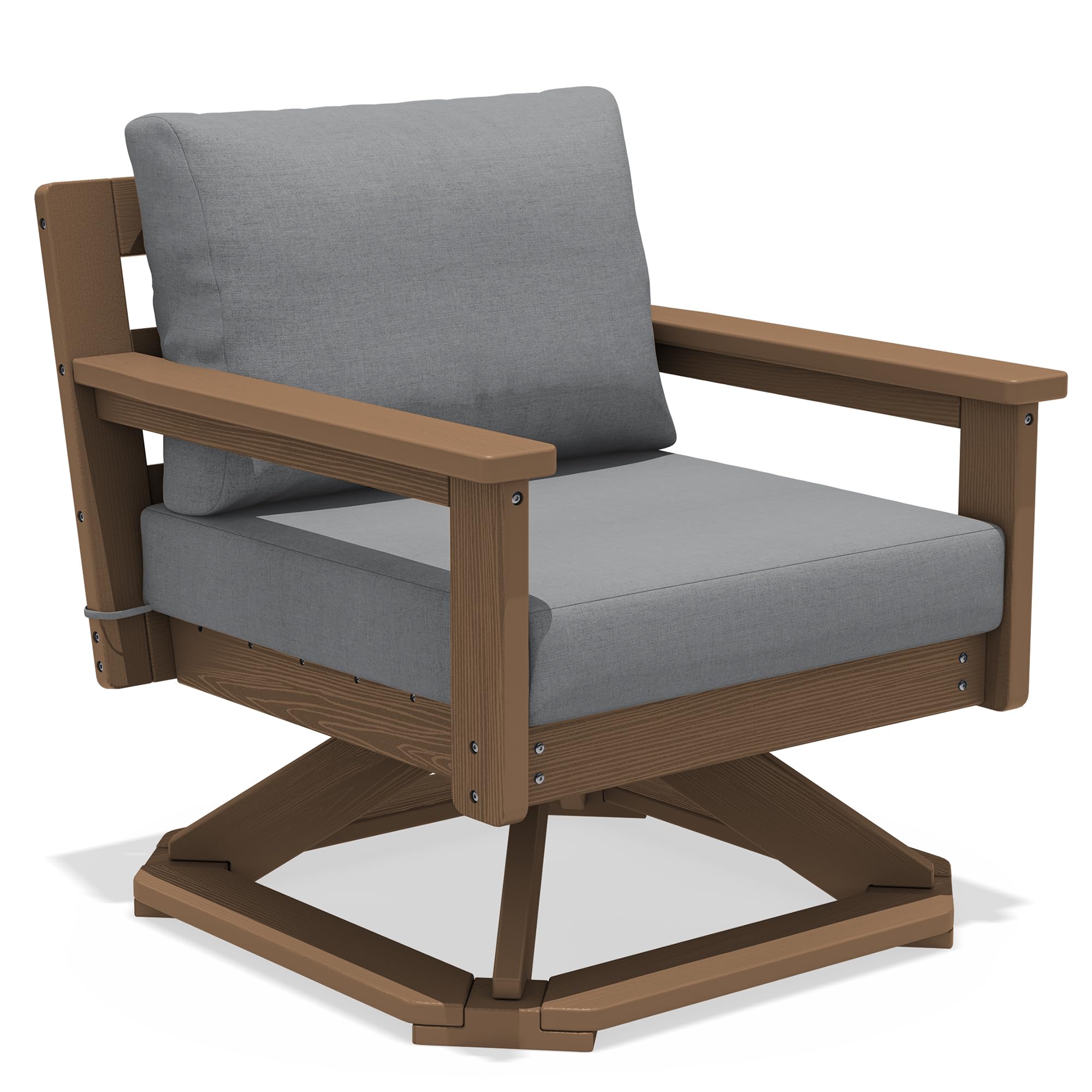 SERWALL Outdoor Swivel Chair, Oversized Patio Sofa Chair with 360° Rotation