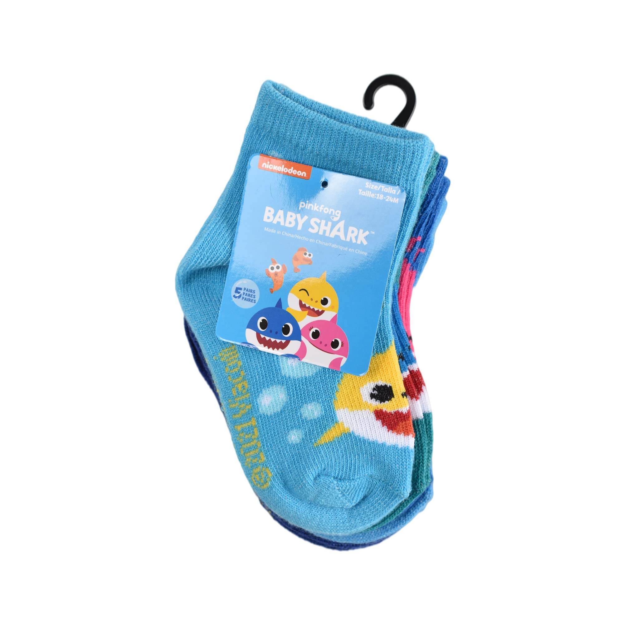 Baby Shark baby boys Quarter Socks, Blue (5 Pack), 18-24 Months US