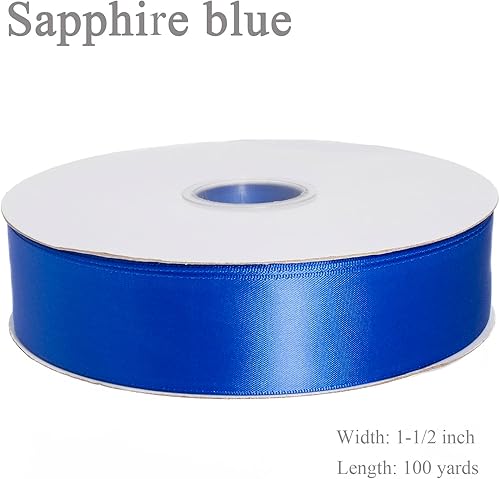 Vista 130 de Cinta de satén de poliéster de doble cara de color sólido, 1 pulgada de ancho, 100 yardas de largo, perfecta para bodas, envoltura de regalos, Oro