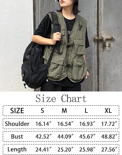 Miniatura 7 de Wyeysyt Chaleco de pesca para mujer, chaleco de viaje para trabajo al aire libre con múltiples bolsillos