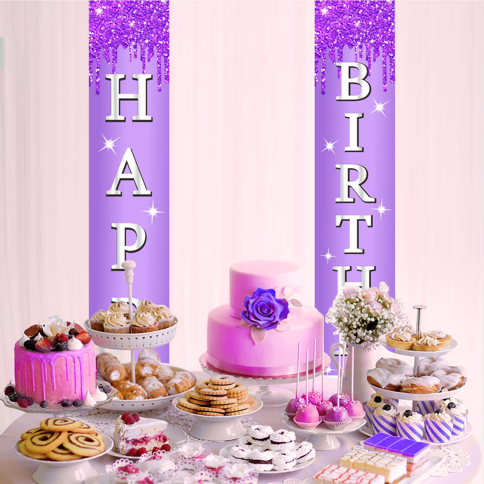 Happy Birthday Türbanner Lila Gold – Wiederverwendbare Partydeko Für Jeden Geburtstag
