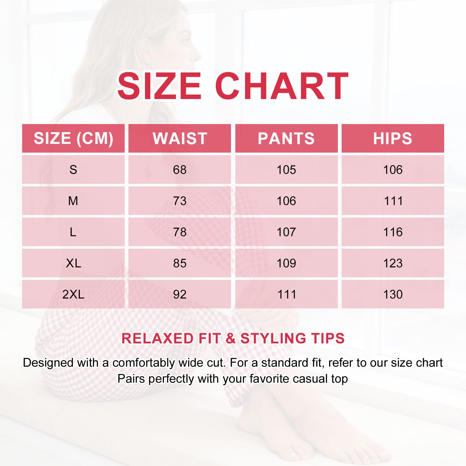 Pantaloni lunghi da donna in 100% cotone – Pantaloni da pigiama a quadretti con morbido elastico in vita, ampie gambe e pratiche tasche | Pantaloni perfetti per serate di benessere