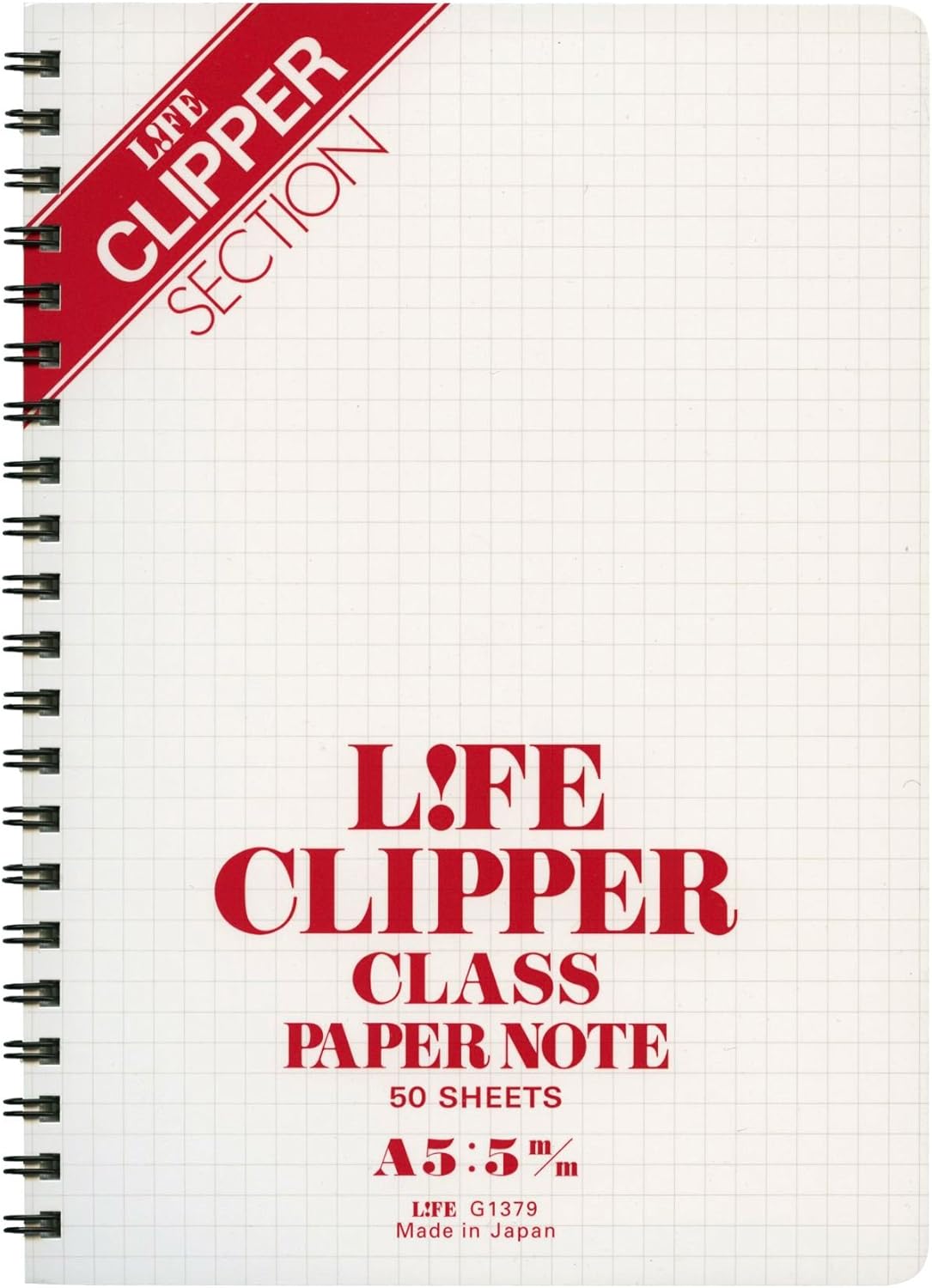 Life A5 size Clipper spiral notebook, 5mm graph-ruled, 100 sheets G1379