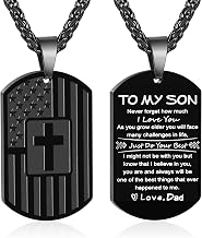 Zocomi Stocking Stuffers - To My Son Dad Brother Husband Grandson Grandpa Boyfriend Man Dog Tag Cross Necklace Christian American Flag Birthday Graduation Gifts Jewelry for Men Boys