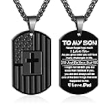 Zocomi To My Son Dad Brother Husband Grandson Grandpa Boyfriend Man Dog Tag Cross Necklace Christian American Flag Birthday Graduation Gifts Jewelry for Men Boys