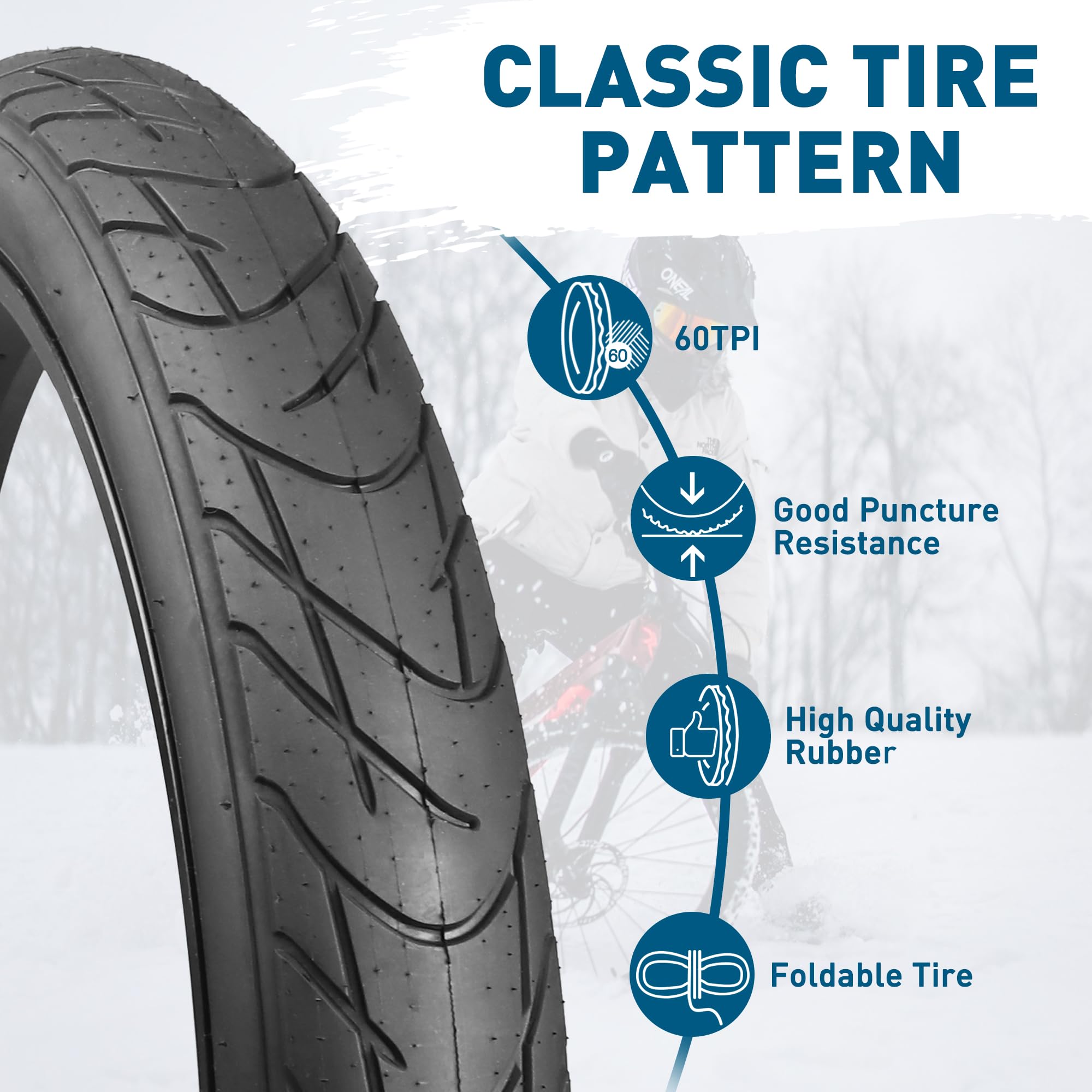 Fatbike-Reifen 26 X 3,0 (1/2 Pack) – Mit Schläuchen, Verschleißfest, Für MTB, E-Bike & Schnee