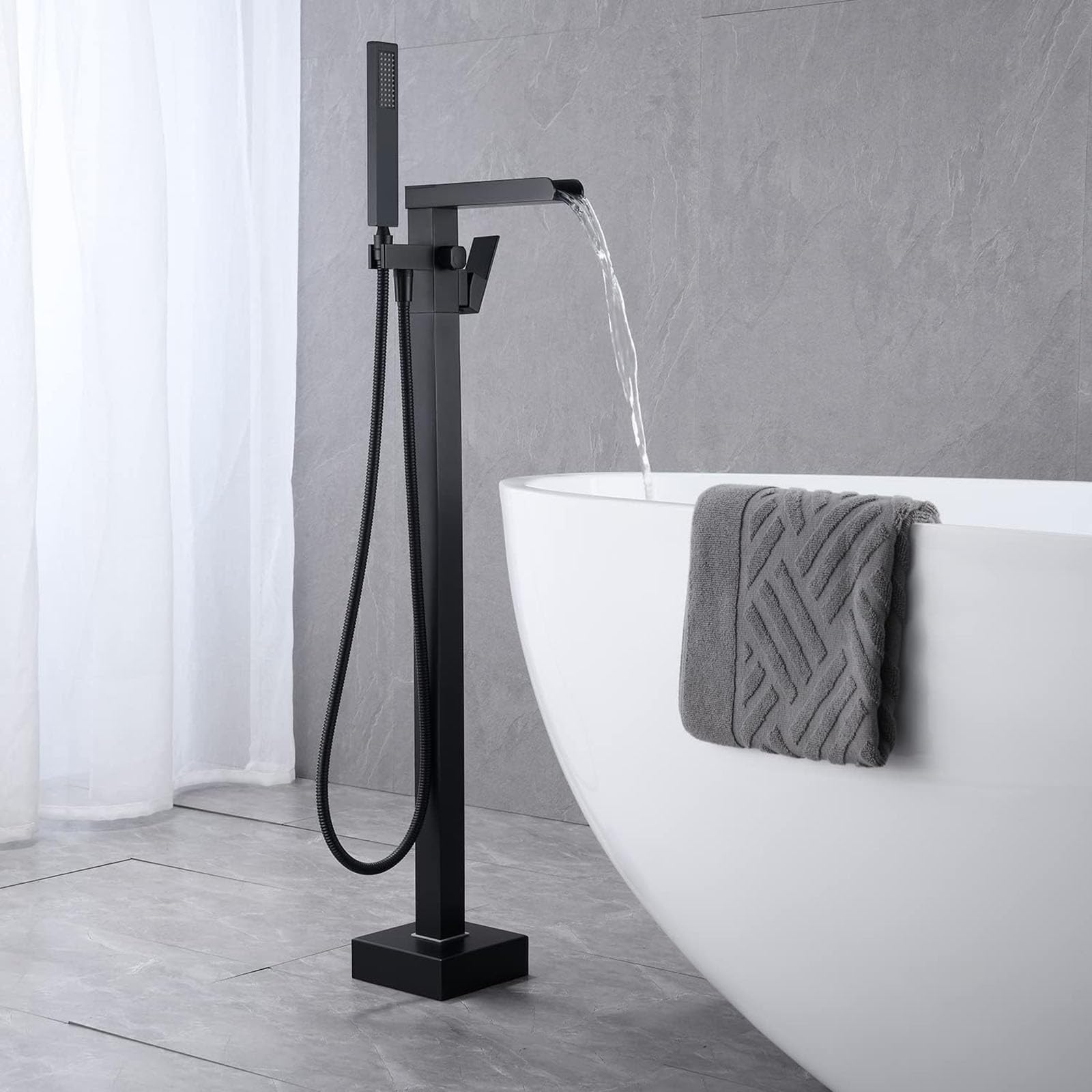 Robinet cascade ouverte or brossé pour baignoire LWX