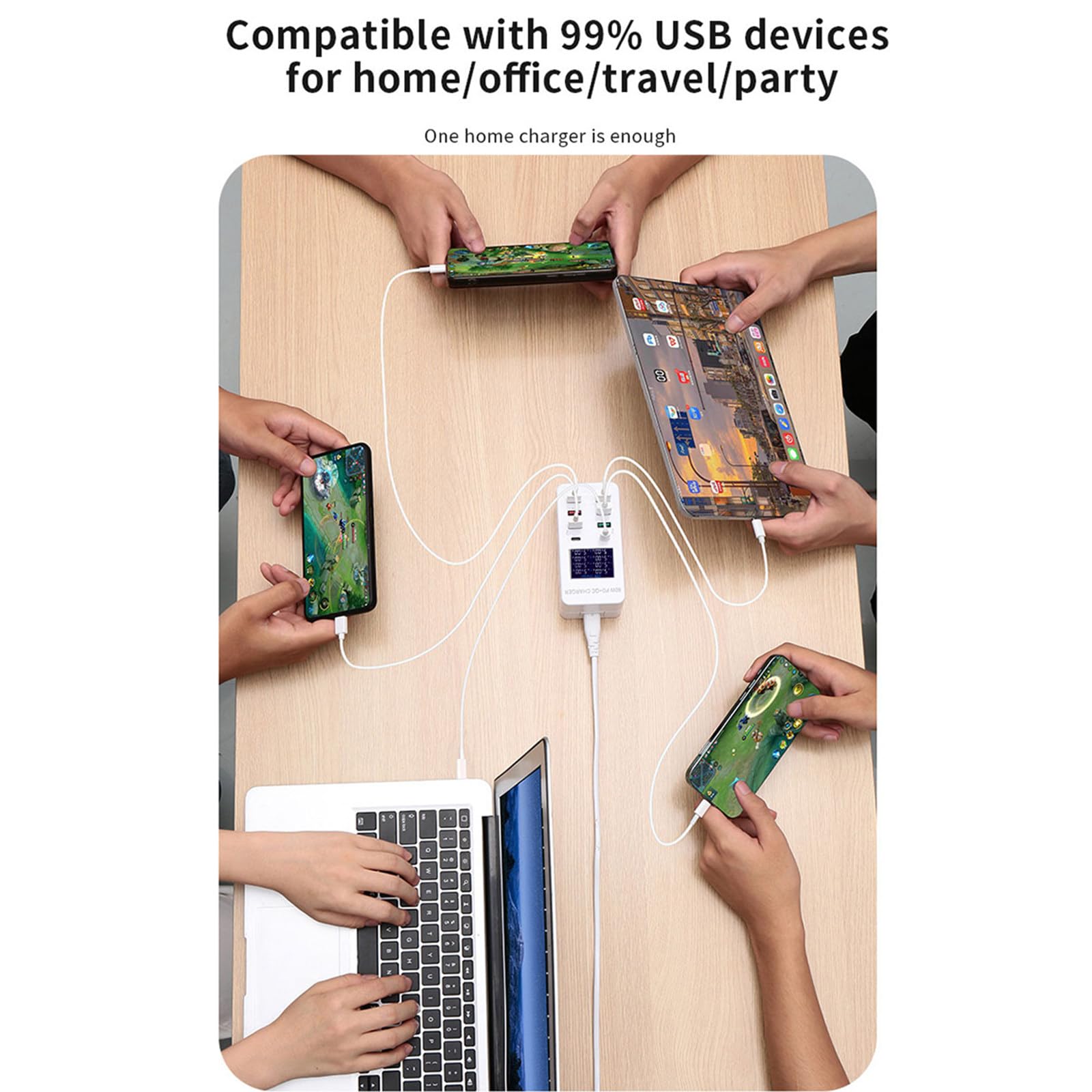 Caricabatterie USB a 8 porte Caricabatterie per telefono 60W 8A Prese USB multiple con display a LED Hub stazione di ricarica per tablet telefono