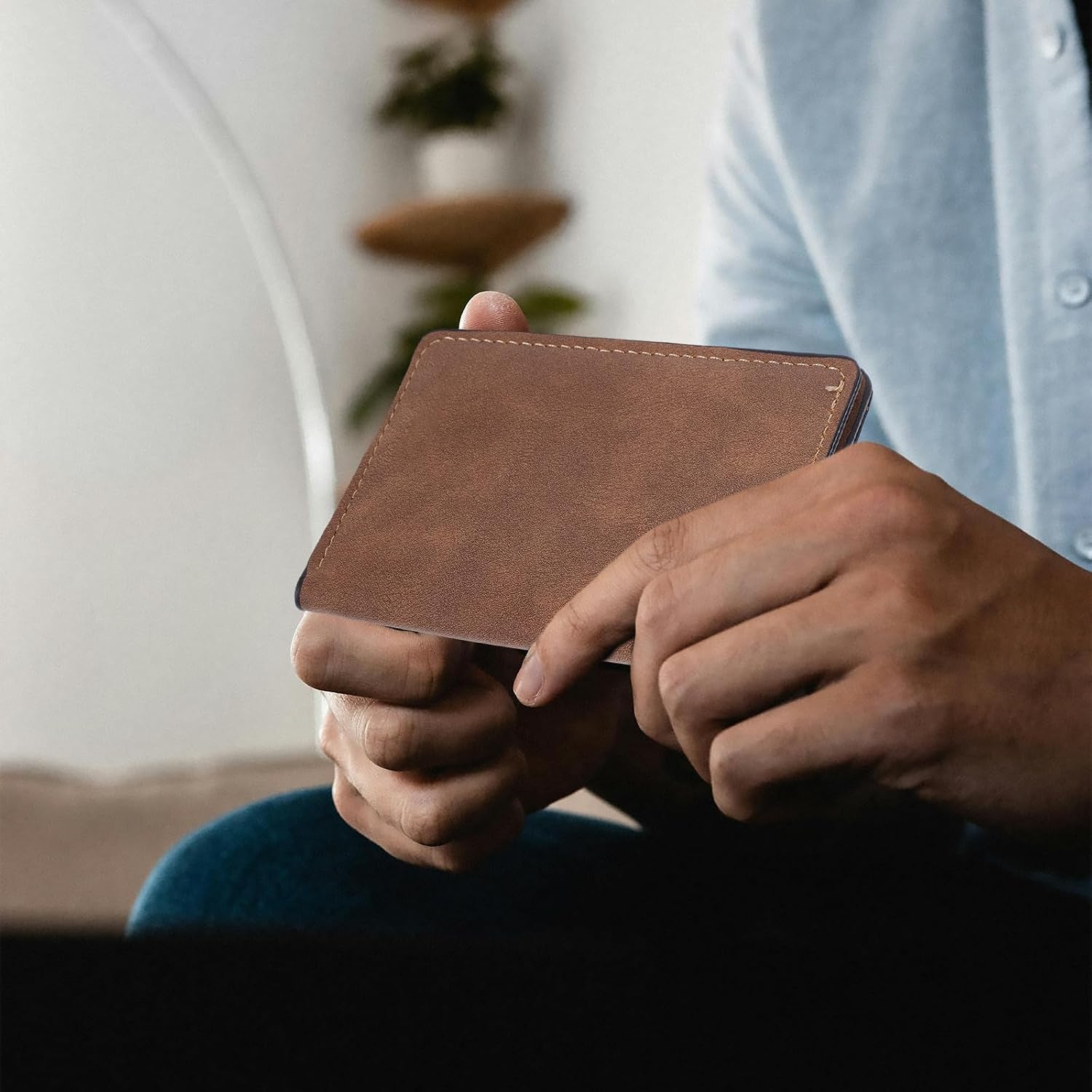 Credit Card Holder and Mini Wallet for Women, Thin Multifunctional Business Card Case with Multiple Slots, Brown Leather Id Organizer for Travel and Daily Use