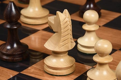 Miniatura 13 de Reproduced Romanian-Hungarian National Tournament Chess Pieces – 3.8" King, Handcrafted in Ebonized & Natural Boxwood – Luxury Staunton Wooden Chess