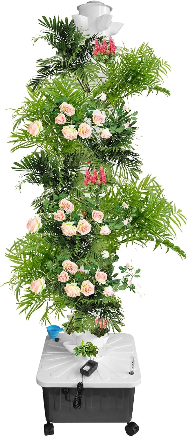 Hydroponics Tower, 14-Layer 70 Slots Hydroponic Fruit Tower with Pumb, Plants Germination Kit Indoor Vertical Planter for Apartment Detached House