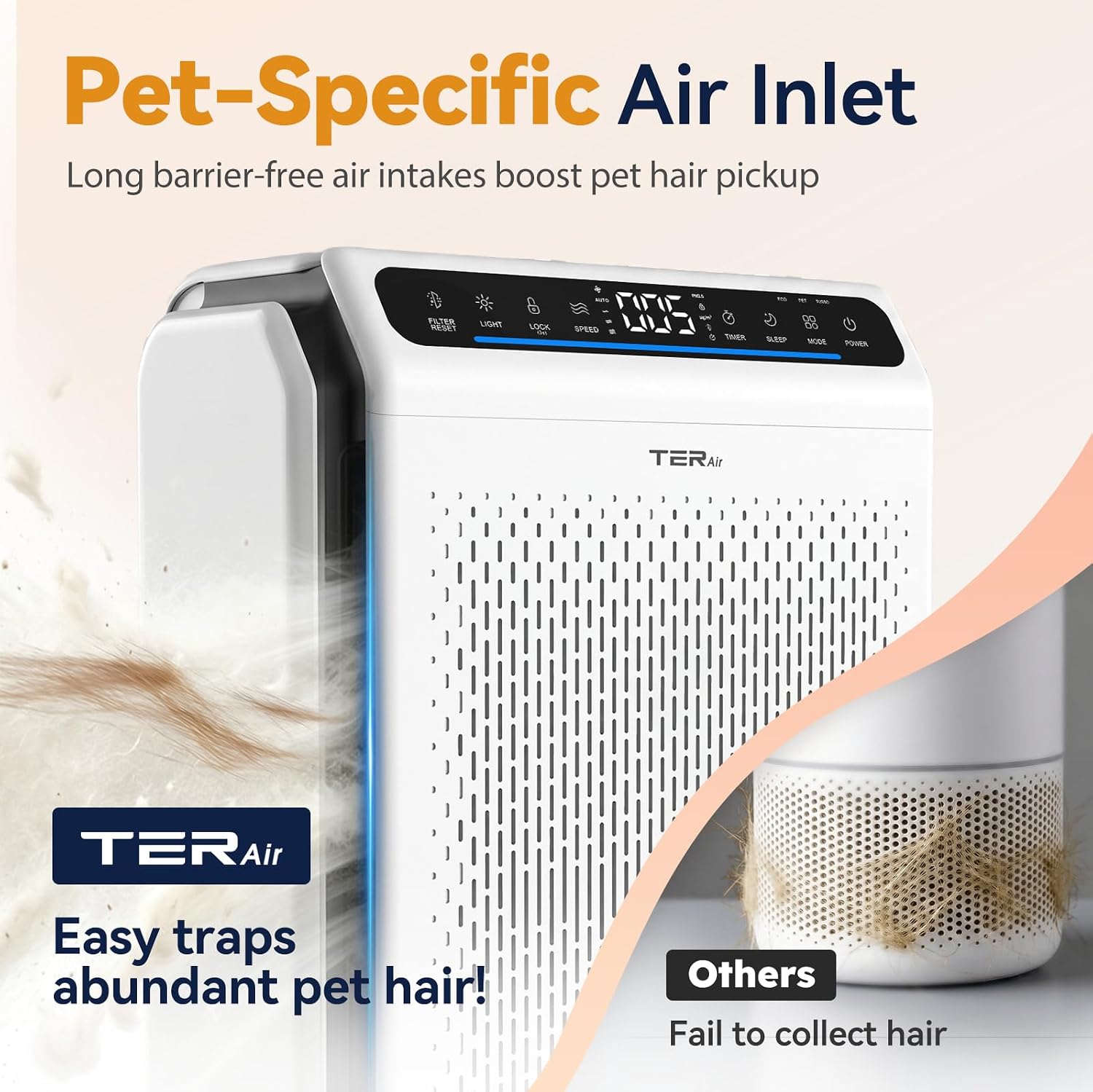 Pet  Purifier for Home Large Room with H13 HEPA Washable Fil, AP03 | 86% Less Loose Pet H, Fits 2500 ft.sq, PM2.5  Quality Monitor,  Cleaner for Dander Odor Allergies Smoke Dust, White thumbnail