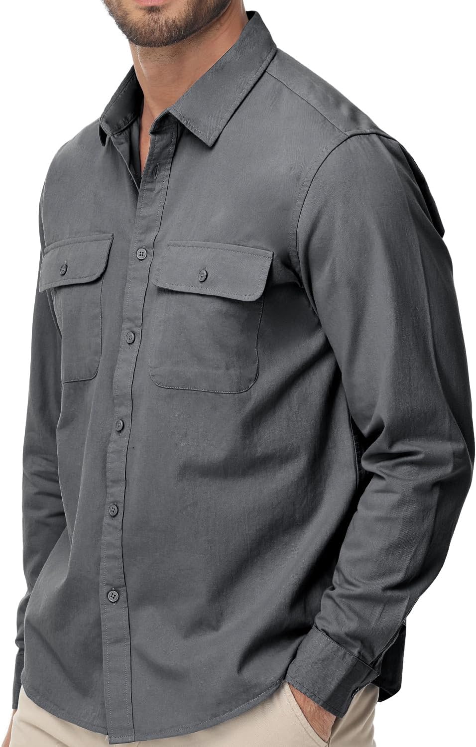 TUNEVUSE Mens Western Shirt Casual Long Sleeve Button Down Shirts Regular Fit Button Up Work Shirts with Two Pockets Cotton - Image 2