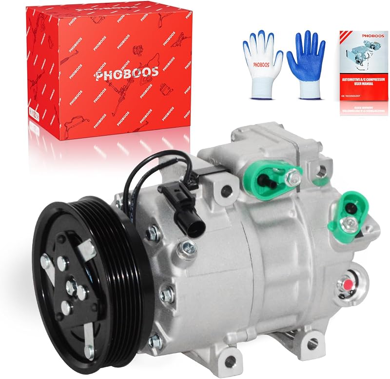 Compressor do ar-condicionado PHOBOOS com embreagem para Hyundai Sonata e Kia Optima – PBACC123