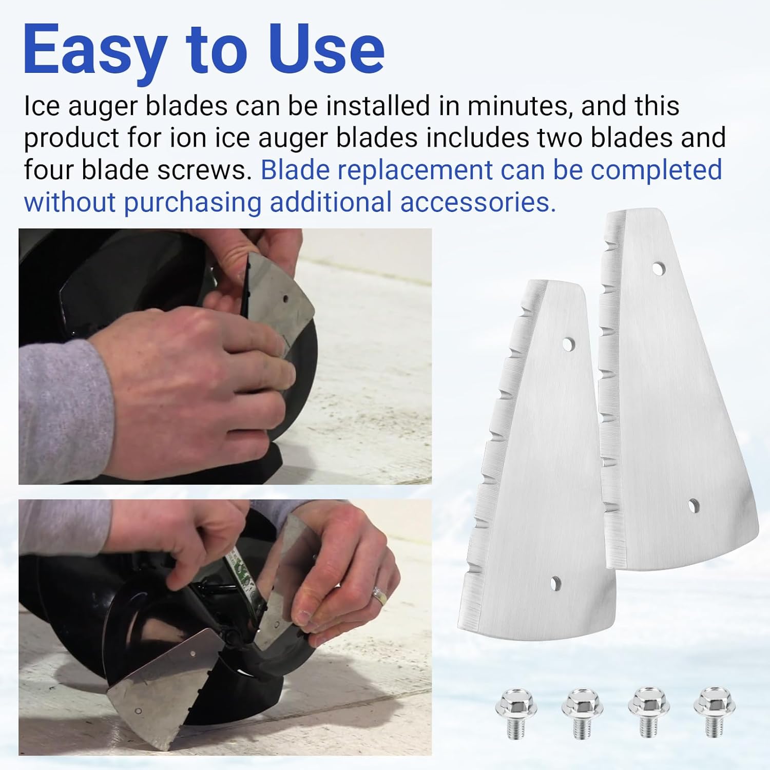 10 Inch Ice Auger Blades Compatible with StrikeMaster Lite-Flite Drill Lazer Mag Power Augers Blade, Ice Fishing Auger Blades for Strikemaster 40v Ice Auger Parts LPD-10PB