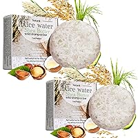 Vista 1 de 2Pcs Rice Water Shampoo Bar for Hair Growth, Protein Shampoo Bar Bulk, Root White Coverage Hair Darkening, Volumizing and Strengthening