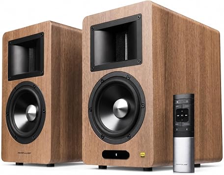 Edifier Airpulse A200T Powered Bookshelf Speakers, 130W RMS, Walnut