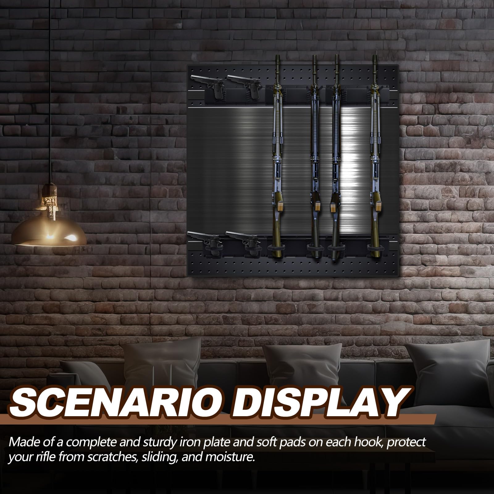 Gisafai 1 estante de metal ajustable para armas, montaje en pared, soportes de acero para armas de interior, soporte para pistola de 6 ranuras, soporte de exhibición negro con acolchado suave para