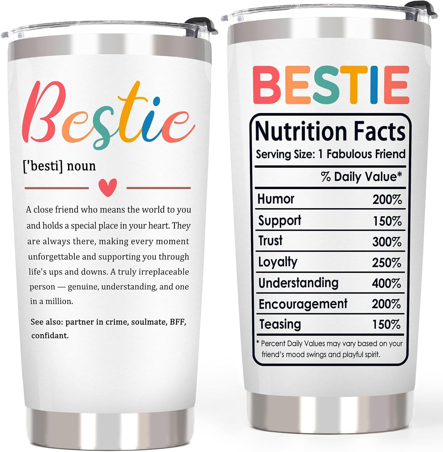 Breezy Valley Bestie Gifts for Women Best Friend Tumbler - Best Friends Valentines Day Gifts for Bestie, Best Friends Birthday Friendships BFF Gift for Women Her, Besties Coffee Tumbler, 20 oz