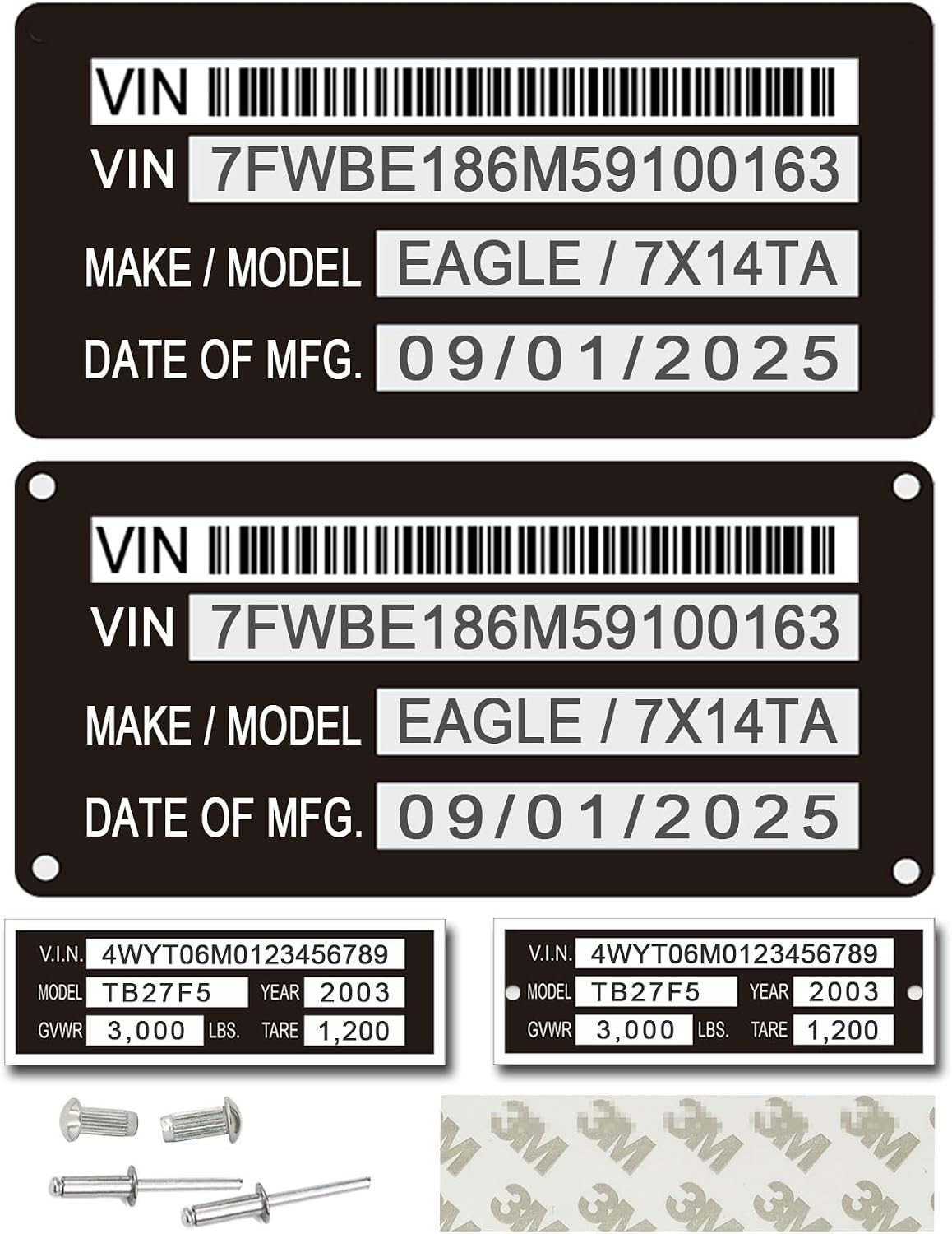 Blank Aluminum ID Plates, Metal Identification Plate, Serial Number Tag, Equipment Data Plate, Chassis ID Label, Compliance Asset Tag, Industrial Nameplate, DIY Replacement ID Plate