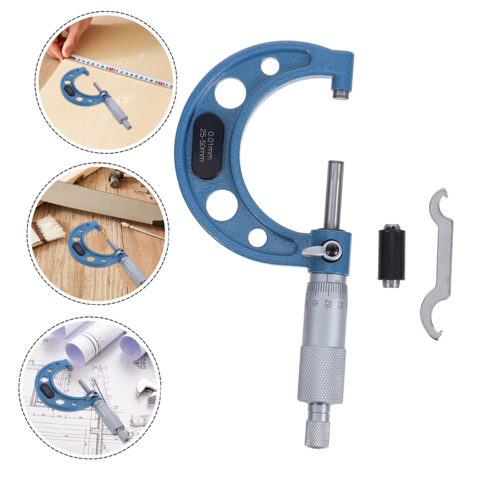 CHILDWEET Außenmikrometer für Hochpräzise Messungen Präzisions aus Edelstahl und Teilung 0,01mm mit Messbereich 25–50mm in Qualitätskontrolle und Fertigung